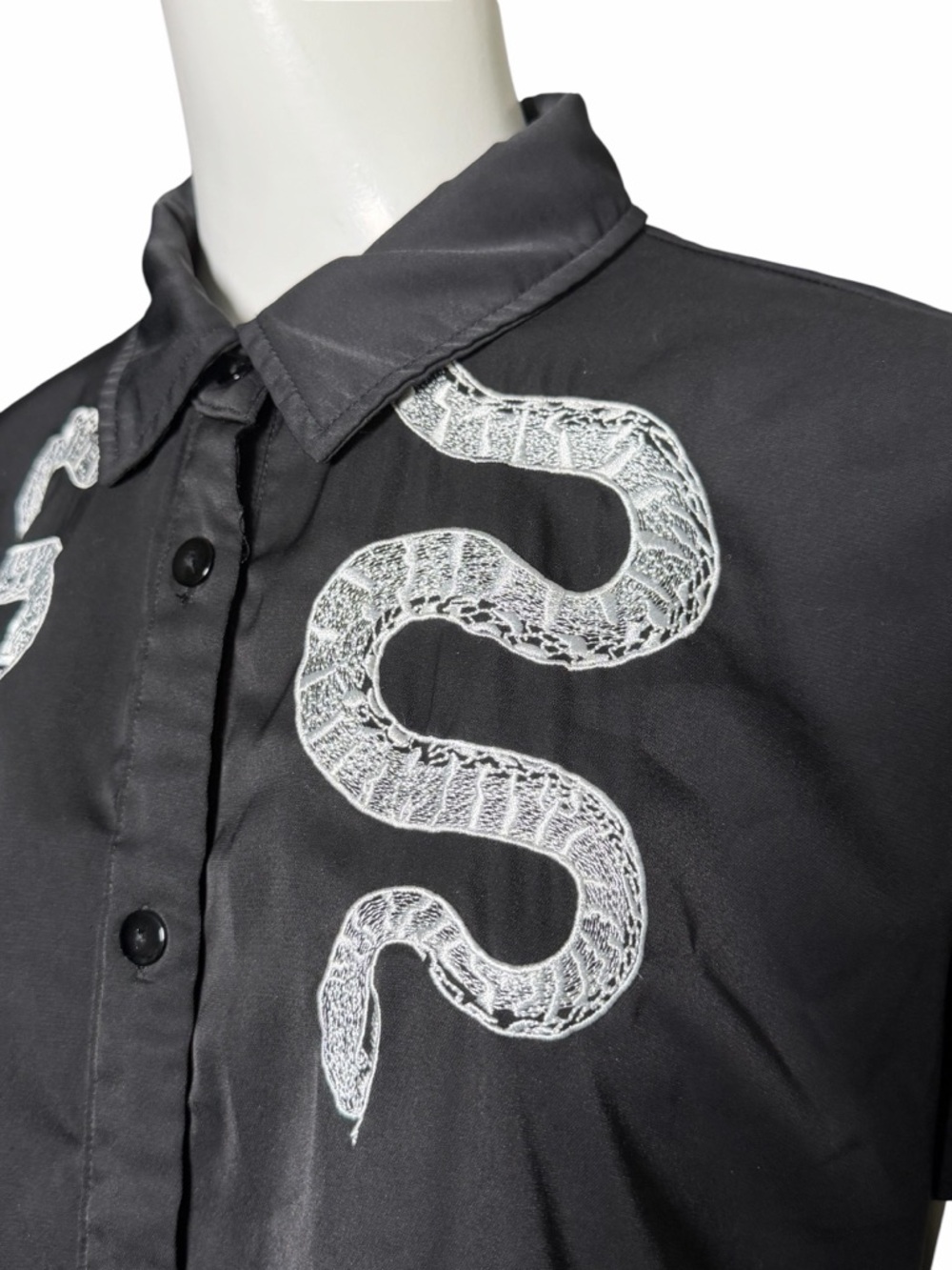 Disturbia Slither Midi Dress Black Snake Embroidered Shirt Dress US 4 - Picture 8 of 13